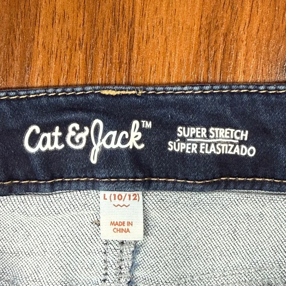 Cat & Jack Girls Blue Denim Mini Skirt Super Stretch Button Front Size L 10/12